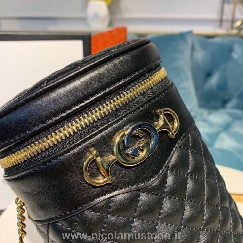 γνήσιας ποιότητας Gucci Trapuntta δερμάτινη κυλινδρική αλυσίδα τσάντα ζώνης 22cm 575163 δέρμα μοσχαριού συλλογή Pre-fall/winter 2019 Black
