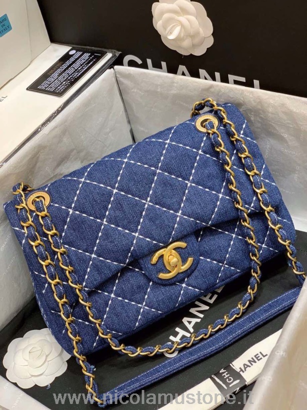 γνήσιας ποιότητας Chanel Denim Flap Bag 26cm δέρμα αρνιού άνοιξη/καλοκαίρι 2020 Act 1 συλλογή Blue Jean
