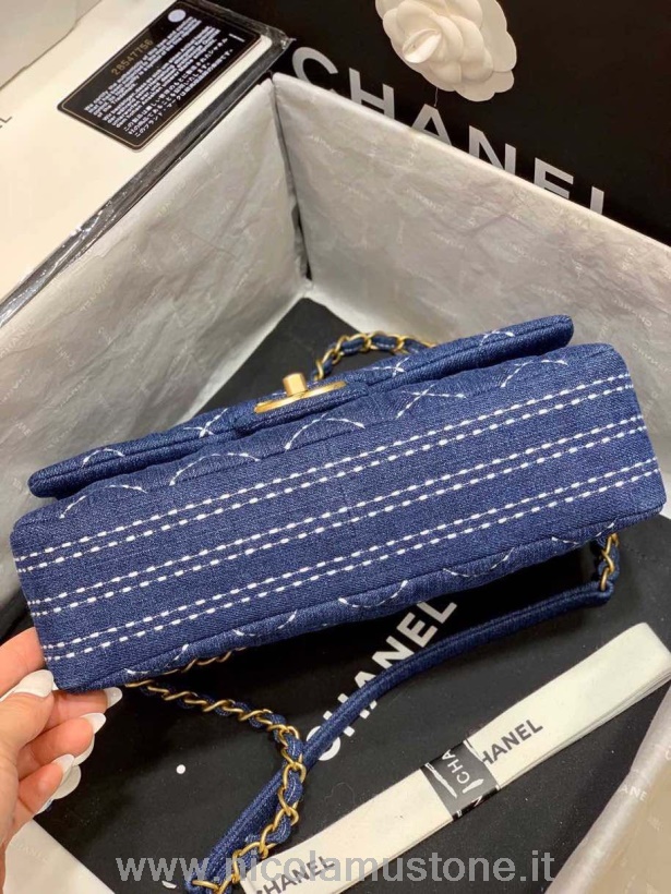 γνήσιας ποιότητας Chanel Denim Flap Bag 26cm δέρμα αρνιού άνοιξη/καλοκαίρι 2020 Act 1 συλλογή Blue Jean