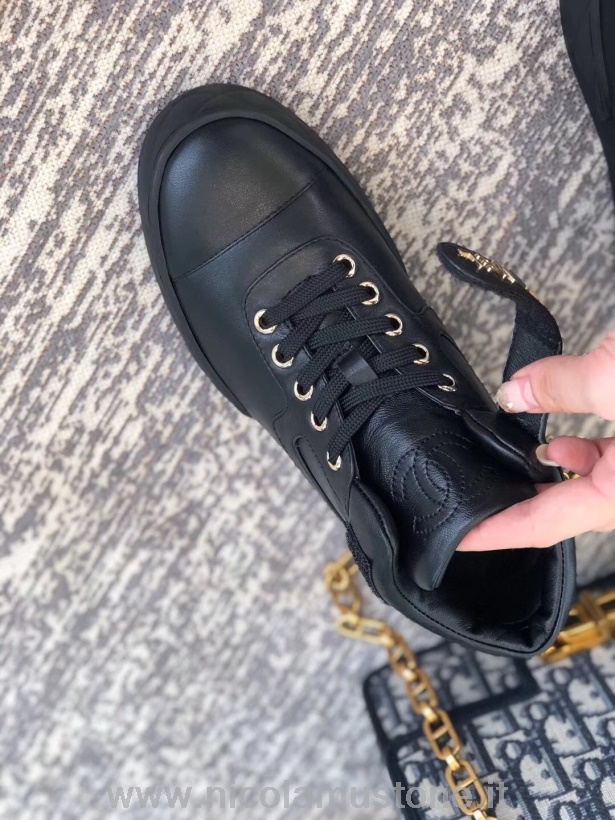 γνήσια ποιοτική λουράκι Sneakers από δέρμα αρνιού G34967 συλλογή φθινόπωρο/χειμώνας 2019 μαύρο