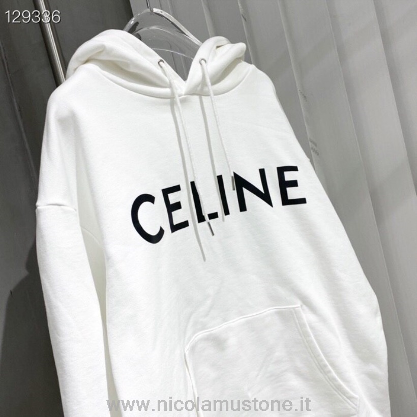 Αυθεντικής ποιότητας Celine λογότυπο πουλόβερ με κουκούλα συλλογής φθινοπώρου/χειμώνα 2020 λευκό