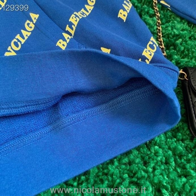 Γνήσιας ποιότητας Balenciaga λογότυπο Unisex Hoodie συλλογή φθινόπωρο/χειμώνας 2020 μπλε/κίτρινο