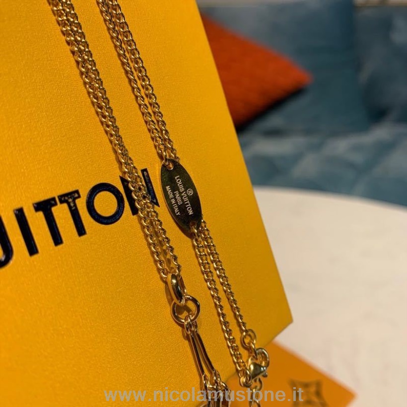 αυθεντικής ποιότητας Louis Vuitton μονόγραμμα μενταγιόν Boite κολιέ άνοιξη/καλοκαίρι 2020 συλλογή M61073 χρυσό