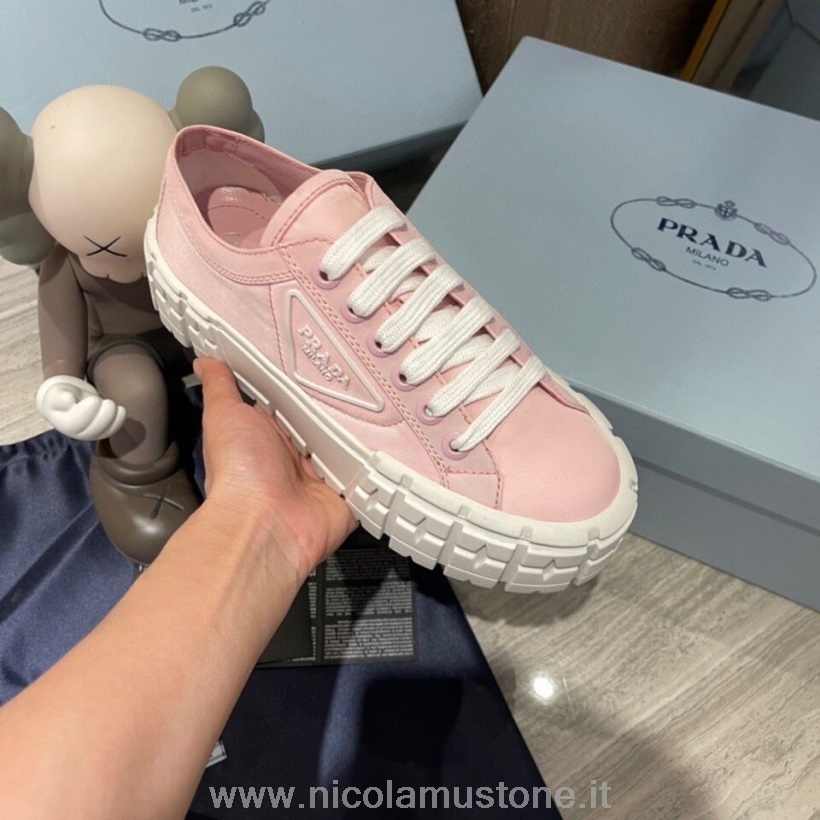 γνήσια ποιοτική Prada Lug πάνινα πάνινα παπούτσια άνοιξη/καλοκαίρι 2021 συλλογή ανοιχτό ροζ/λευκό