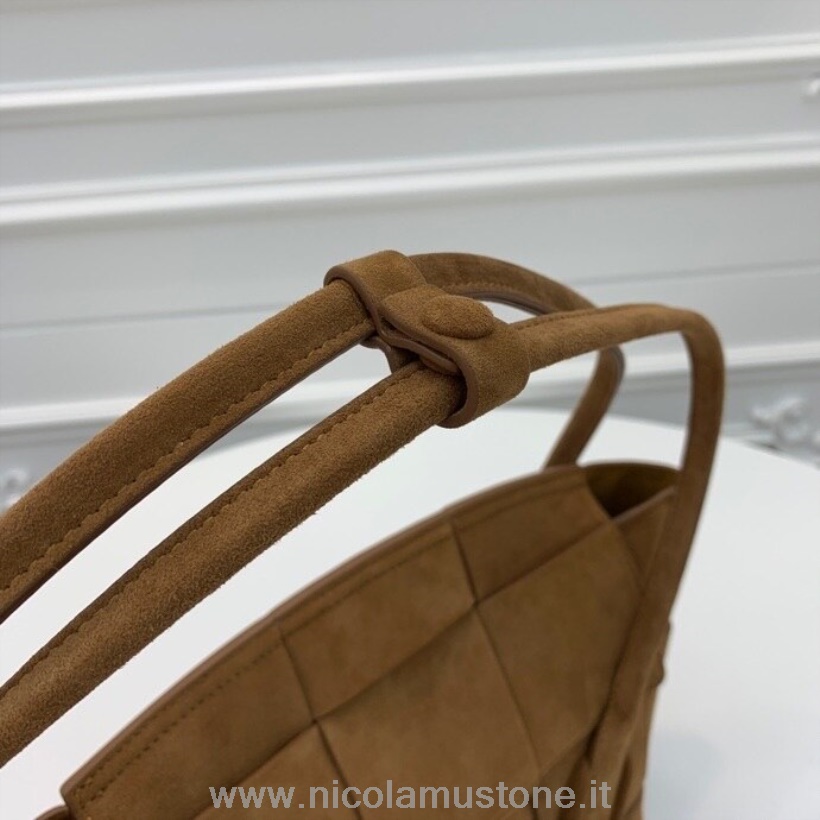 γνήσιας ποιότητας Bottega Veneta Arco τσάντα ώμου 33cm από σουέτ/δέρμα μοσχαριού μαύρισμα συλλογή άνοιξη/καλοκαίρι 2020