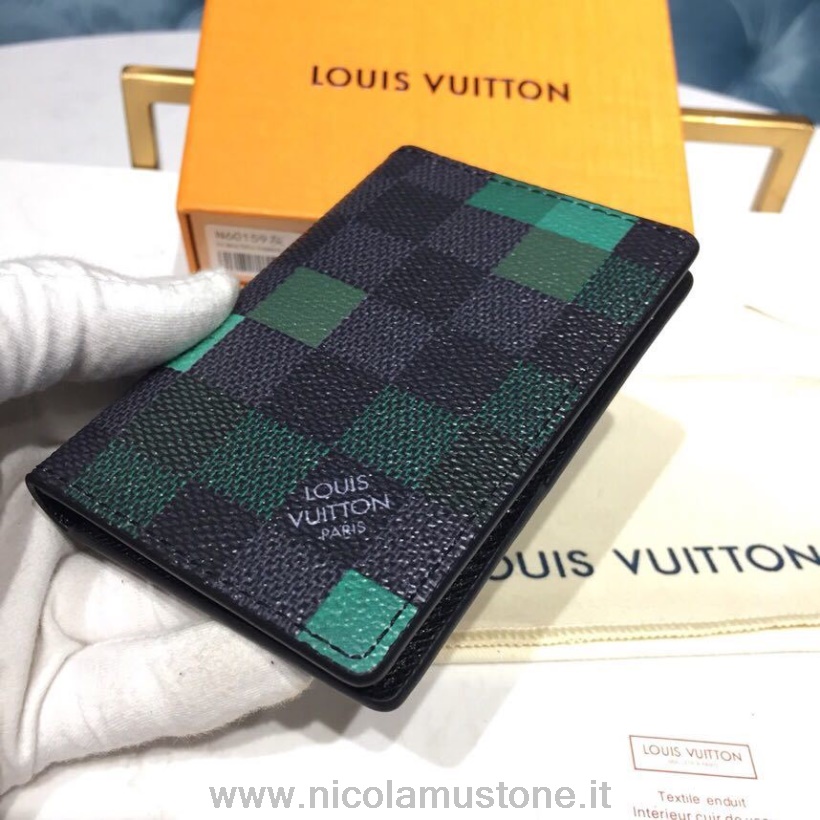 αρχικής ποιότητας Louis Vuitton Organizer τσέπης 12cm Damier Graphite Pixel καμβάς άνοιξη/καλοκαίρι 2019 συλλογή N60159 πράσινο