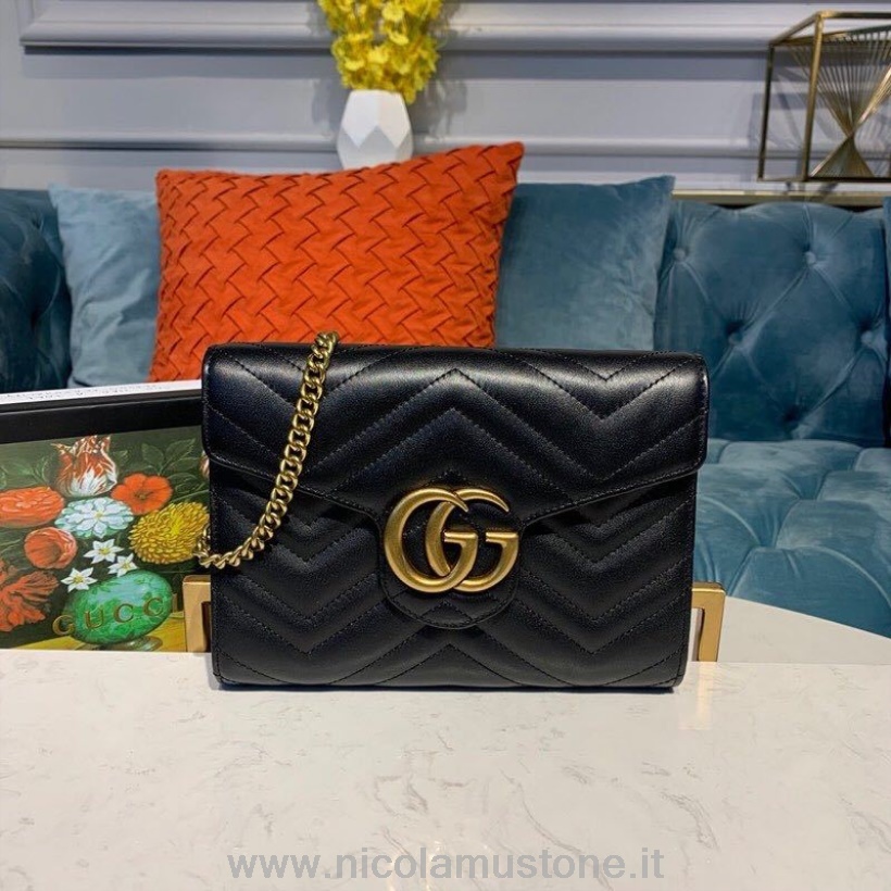 γνήσιας ποιότητας Gucci Gg Marmont Woc τσάντα ώμου 20cm δέρμα μοσχαριού συλλογή φθινόπωρο/χειμώνας 2019 μαύρο