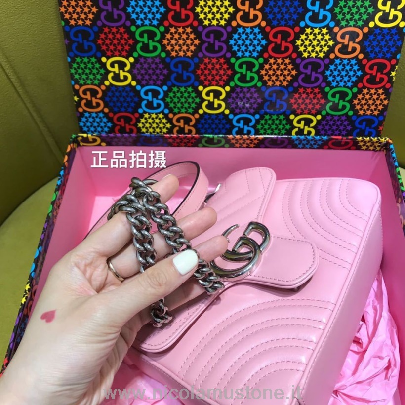 αρχικής ποιότητας Gucci Gg Marmont Mini Top Handle Bag 24cm 547260 συλλογή άνοιξη/καλοκαίρι 2020 παστέλ ροζ