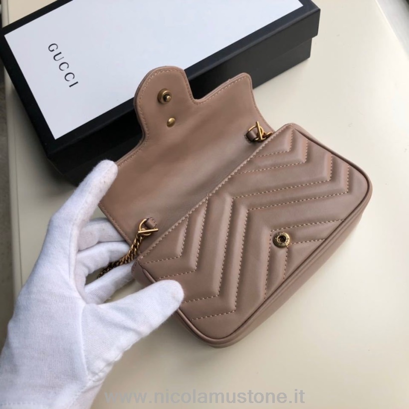 γνήσιας ποιότητας Gucci Mini Marmont τσάντα ώμου 16cm 476433 δέρμα μοσχαριού συλλογή άνοιξη/καλοκαίρι 2020 μπεζ
