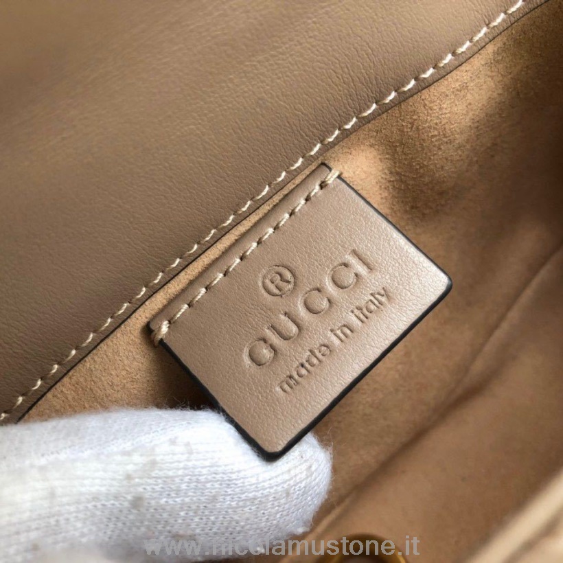 γνήσιας ποιότητας Gucci Mini Marmont τσάντα ώμου 16cm 476433 δέρμα μοσχαριού συλλογή άνοιξη/καλοκαίρι 2020 μπεζ