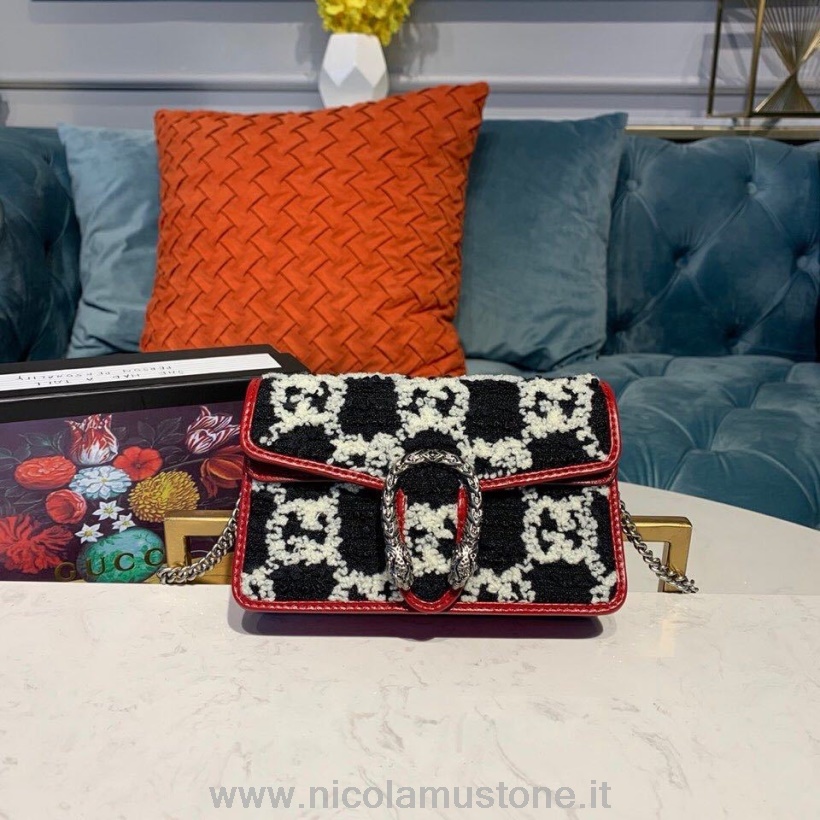 γνήσια ποιότητας Gucci Tweed Woc Mini Dionysus τσάντα ώμου 16cm δέρμα μοσχαριού διακοσμητικό καμβά συλλογή φθινόπωρο/χειμώνα 2019 μαύρο