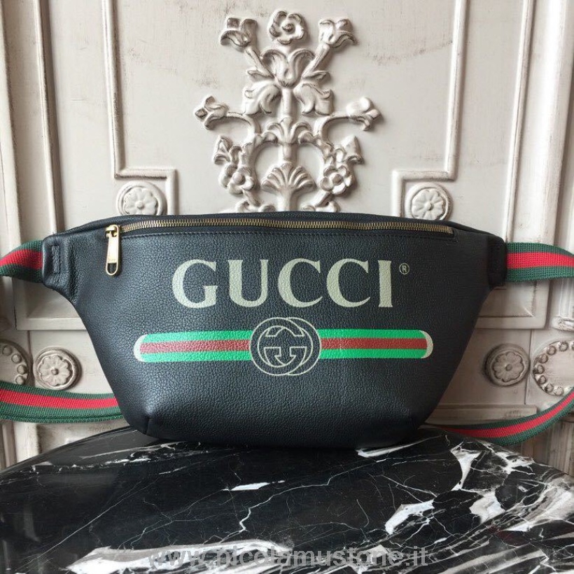 γνήσιας ποιότητας Gucci Coco Capitan Logo τσάντα ζώνης 40cm 493869 δέρμα μοσχαριού συλλογή φθινόπωρο/χειμώνας 2017 μαύρο