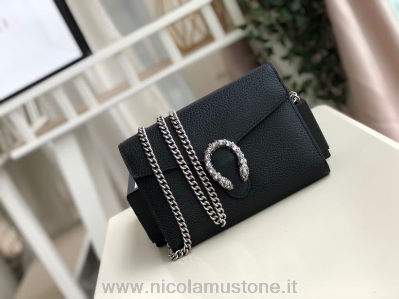 γνήσιας ποιότητας Gucci Crystal Dionysus Chain Wallet Bag 20cm 401231 δέρμα μοσχαριού συλλογή άνοιξη/καλοκαίρι 2020 μαύρο