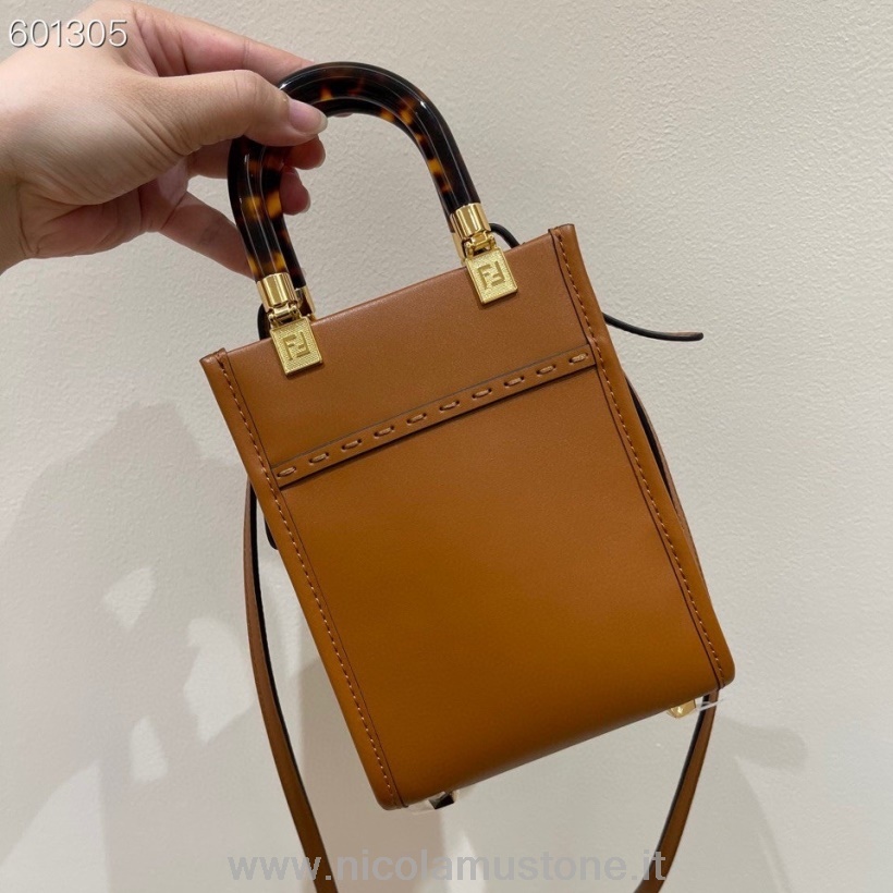 γνήσιας ποιότητας Fendi Mini Sunshine Shopper Tote Bag 18cm δέρμα μοσχαριού κολεξιόν φθινόπωρο/χειμώνας 2021 μαύρισμα