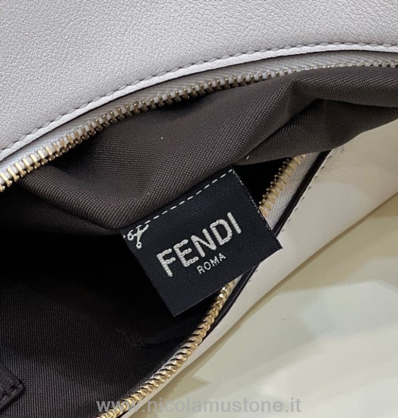 γνήσιας ποιότητας Fendi Fendigraphy στρογγυλή τσάντα 36cm 80056 δέρμα μοσχαριού χρυσό υλικό συλλογή άνοιξη/καλοκαίρι 2022 λευκό