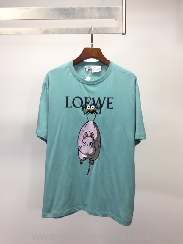 αυθεντικής ποιότητας Loewe Yu Bird T κοντομάνικο μπλουζάκι άνοιξη/καλοκαίρι 2022 συλλογή μέντα μπλε