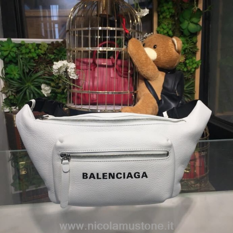 αρχικής ποιότητας Balenciaga Logo Fanny Pack τσάντα 25cm δέρμα μοσχαριού συλλογή άνοιξη/καλοκαίρι 2018 λευκό/μαύρο