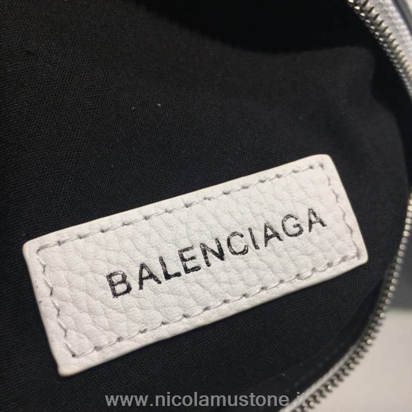 αρχικής ποιότητας Balenciaga Logo Fanny Pack τσάντα 25cm δέρμα μοσχαριού συλλογή άνοιξη/καλοκαίρι 2018 λευκό/μαύρο