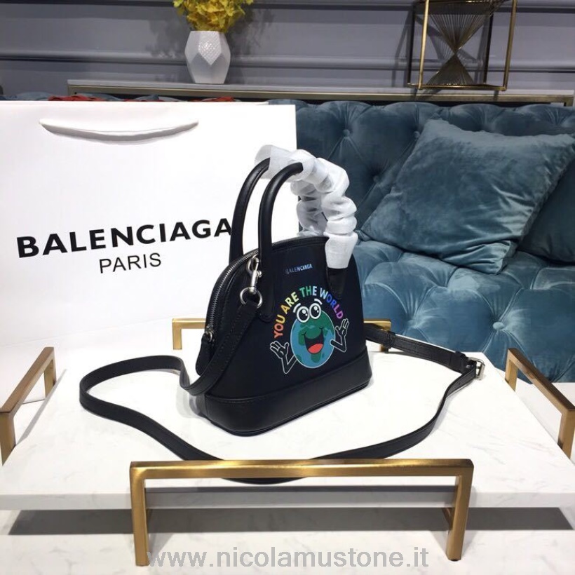 αρχικής ποιότητας Balenciaga Ville Xxs You Are The World Bag 18cm συλλογή άνοιξη/καλοκαίρι 2019 μαύρη