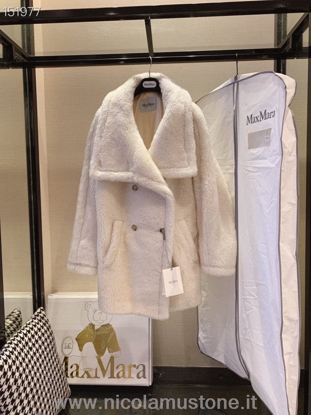 γνήσιας ποιότητας Max Mara αρκουδάκι μαλλί μεσαίου μήκους παλτό φθινόπωρο/χειμώνας 2020 συλλογή λευκό