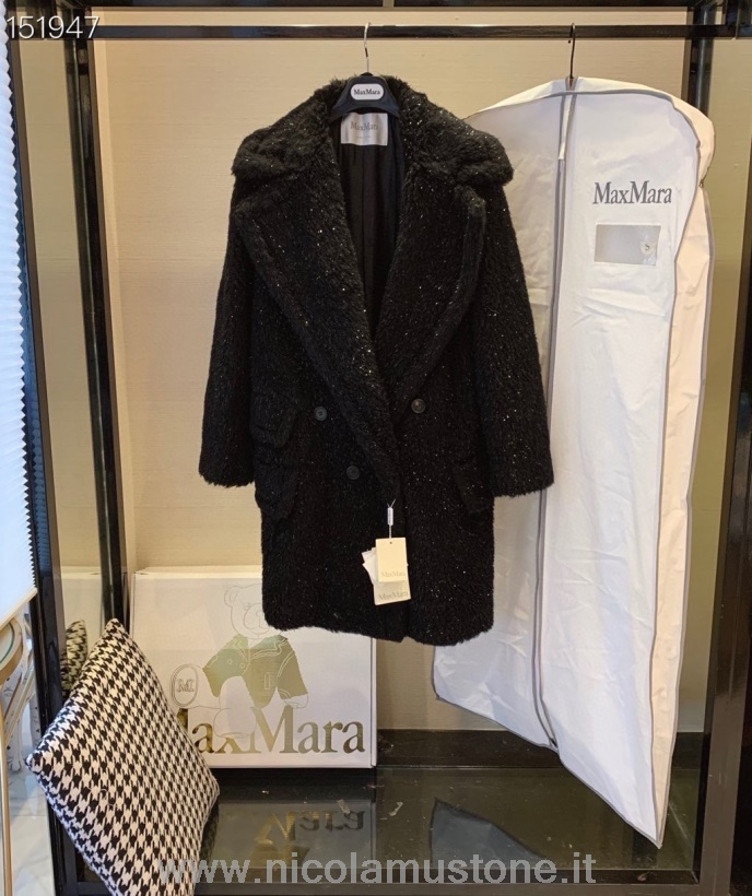 γνήσιας ποιότητας Max Mara αρκουδάκι μαλλί μεσαίου μήκους παλτό φθινόπωρο/χειμώνας 2020 συλλογή μαύρο