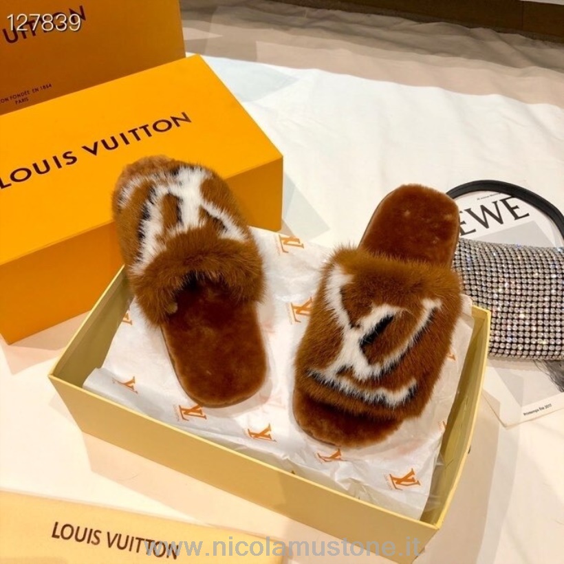 αρχικής ποιότητας Louis Vuitton Homey Flat Mules βιζόν γούνα φθινόπωρο/χειμώνας 2020 συλλογή 1a5szq Natural