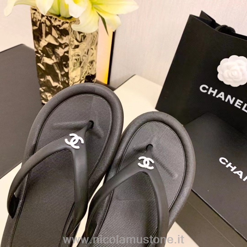 γνήσιας ποιότητας Chanel Vintage πέδιλα πισίνας Pvc φθινόπωρο/χειμώνας 2021 συλλογή μαύρο