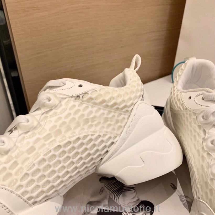 γνήσιας ποιότητας Christian Dior D-connect Sneakers από πλέγμα νεοπρενίου δέρμα μοσχαριού συλλογή φθινόπωρο/χειμώνας 2020 λευκό