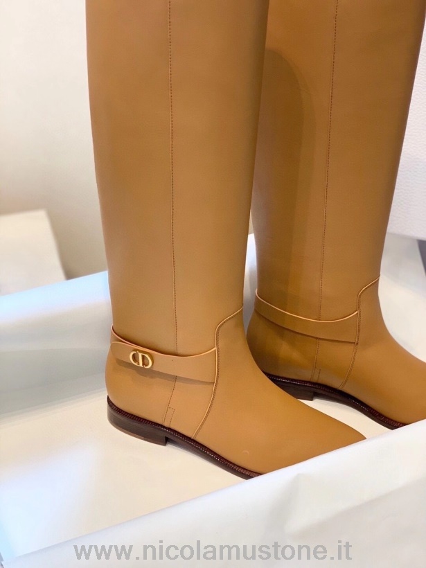 γνήσιας ποιότητας Christian Dior Empreinte ψηλές ιππικές μπότες από δέρμα μοσχαριού φθινόπωρο/χειμώνας 2020 συλλογή μαύρισμα