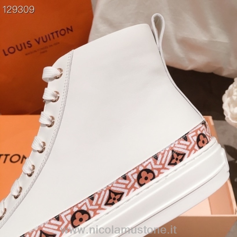 γνήσιας ποιότητας Louis Vuitton Crafty Stellar Hi-top Sneakers δέρμα μοσχαριού άνοιξη/καλοκαίρι 2020 συλλογή 1a85em λευκό/μπεζ