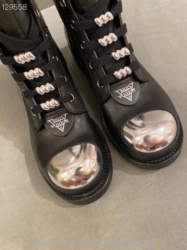 γνήσιας ποιότητας Louis Vuitton Metropolis Flat Ranger Boots από δέρμα μοσχαριού φθινόπωρο/χειμώνας 2020 συλλογή 1a64vo μαύρο