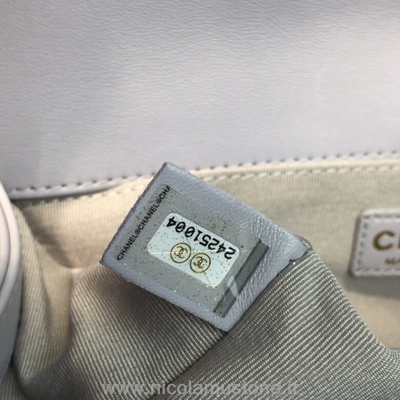 αρχικής ποιότητας Chanel Chevron Leboy τσάντα 25cm δέρμα αρνιού χρυσό υλικό άνοιξη/καλοκαίρι 2018 πράξη 1 συλλογή λευκό