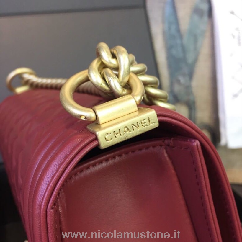 αρχικής ποιότητας Chanel Leboy τσάντα 25cm δέρμα αρνιού χρυσό υλικό άνοιξη/καλοκαίρι 2018 πράξη 1 συλλογή μπορντό