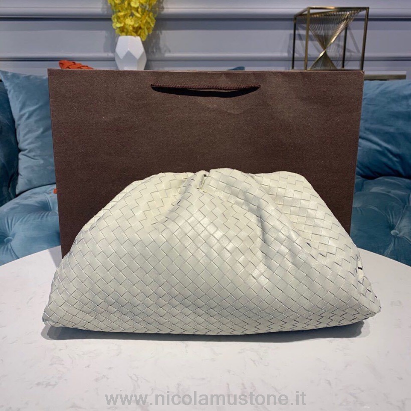 αρχικής ποιότητας Bottega Veneta η τσάντα πουγκί 40cm Intrecciato Nappa δερμάτινη συλλογή φθινόπωρο/χειμώνας 2019 λευκό