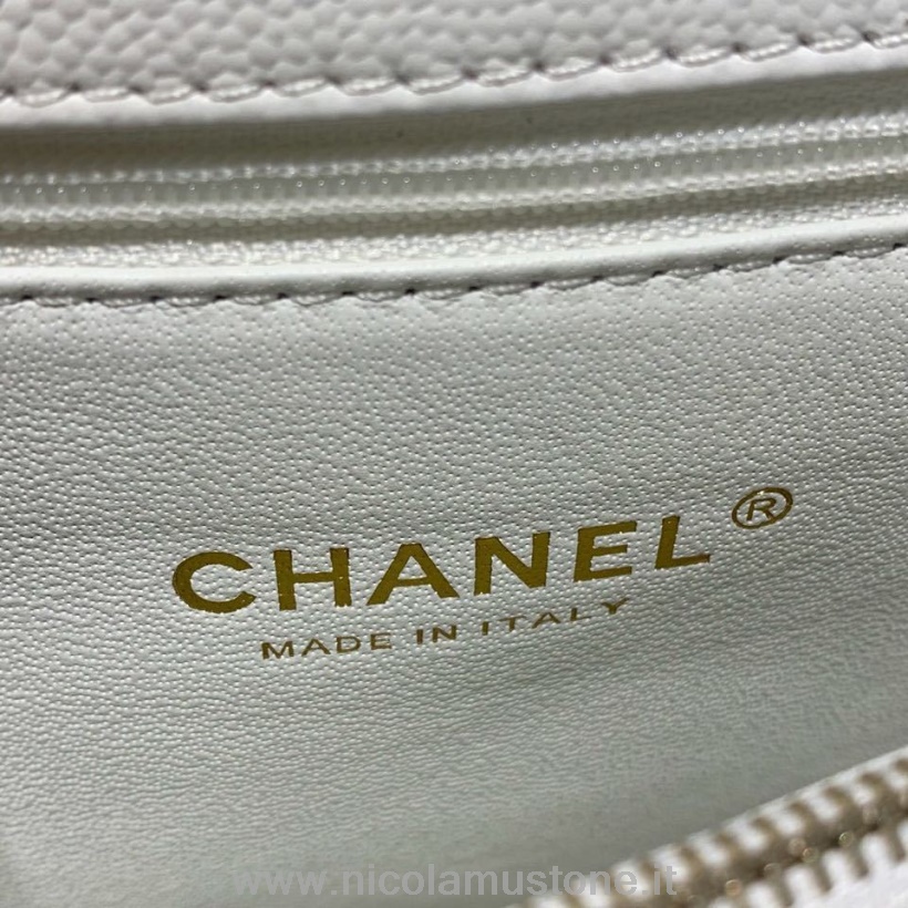 γνήσιας ποιότητας Chanel Coco λαβή καπιτονέ τσάντα λαβής σαύρας 30cm δέρμα χαβιάρι χρυσό υλικό άνοιξη/καλοκαίρι 2019 πράξη 1 συλλογή λευκό