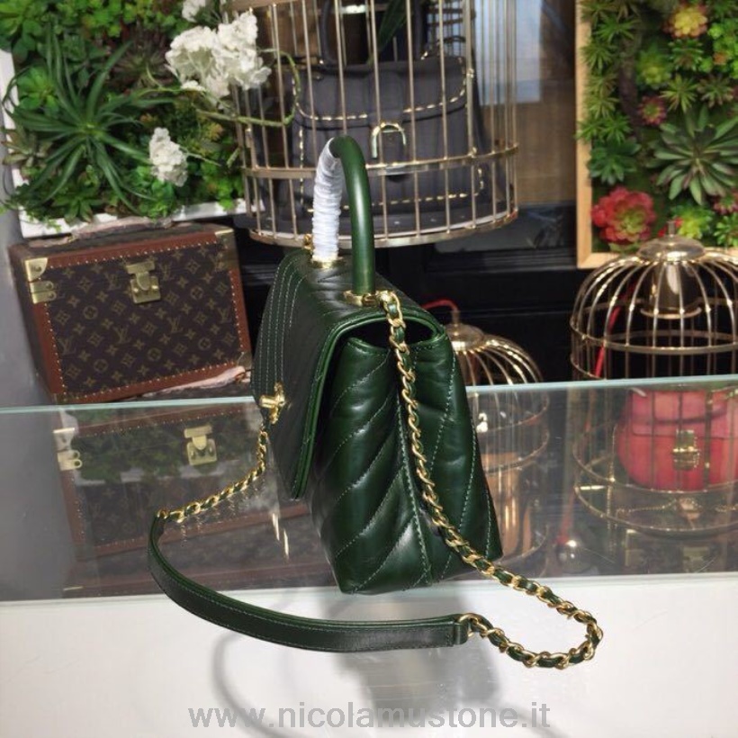αρχικής ποιότητας Chanel Coco τσάντα λαβής 24cm δέρμα μοσχαριού χρυσό υλικό άνοιξη/καλοκαίρι 2019 πράξη 1 συλλογή σκούρο πράσινο