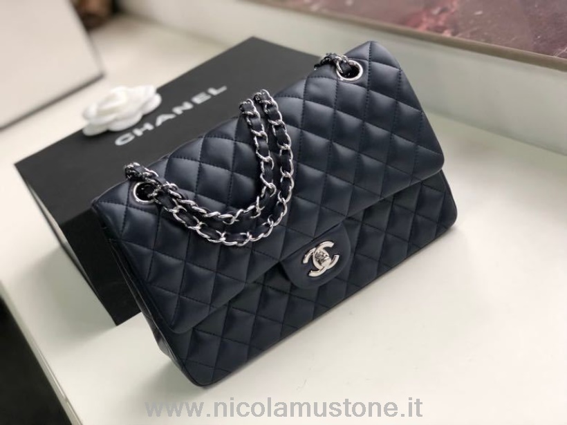 αρχικής ποιότητας Chanel Classic Flap τσάντα 25cm ασημί Hardware δέρμα αρνιού συλλογή άνοιξη/καλοκαίρι 2020 μαύρο