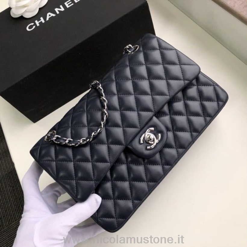 αρχικής ποιότητας Chanel Classic Flap τσάντα 25cm ασημί Hardware δέρμα αρνιού συλλογή άνοιξη/καλοκαίρι 2020 μαύρο