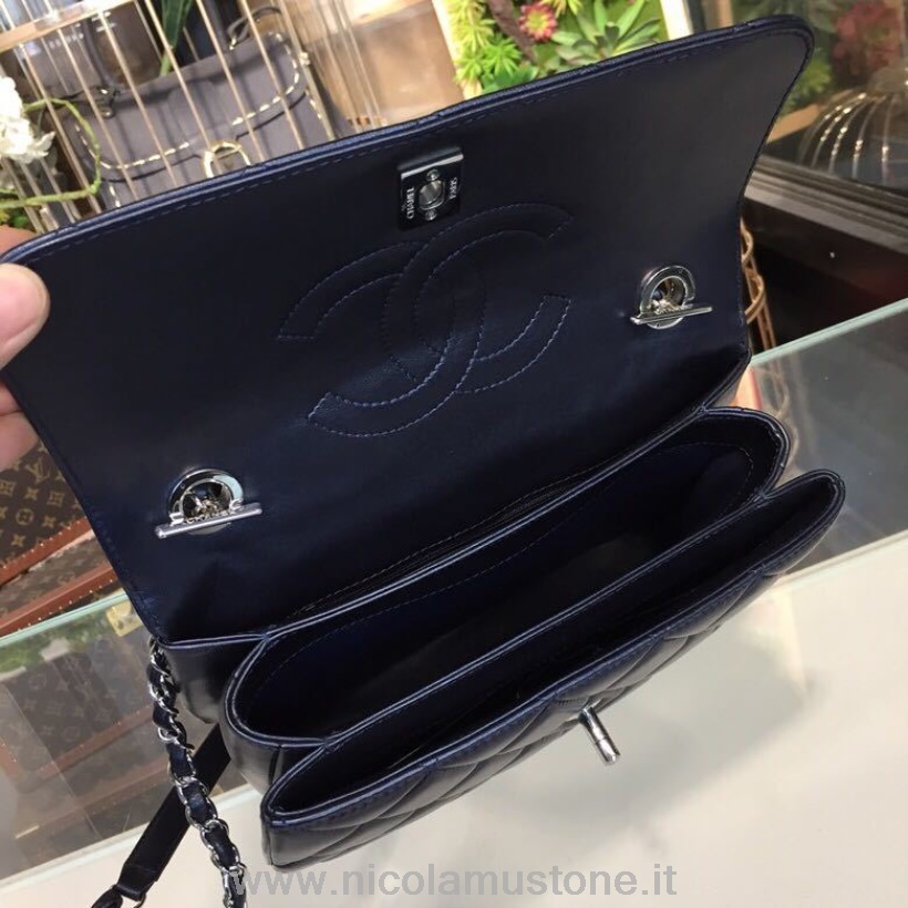 αρχικής ποιότητας Chanel Trendy Cc Top Handle Bag 25cm δέρμα μοσχαριού ασημί υλικό άνοιξη/καλοκαίρι 2018 πράξη 1 συλλογή μαύρο