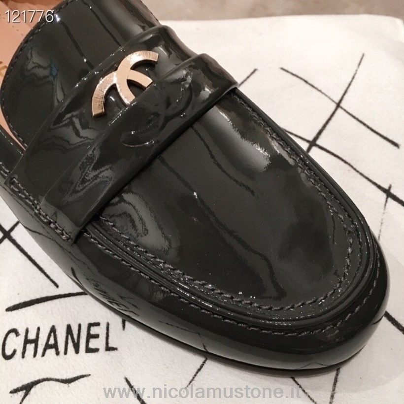 αυθεντική ποιότητα Chanel Loafers λουστρίνι από δέρμα μοσχαριού συλλογή φθινόπωρο/χειμώνας 2020 γκρι