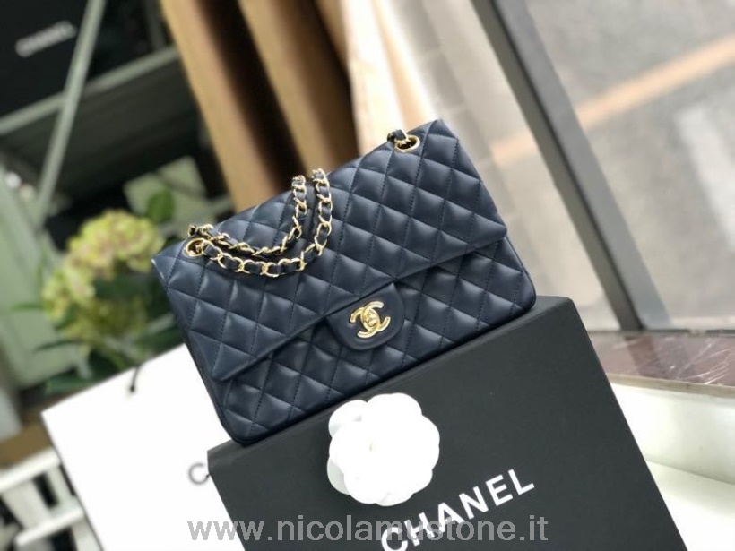 γνήσιας ποιότητας Chanel Classic Flap τσάντα 25cm χρυσό δερμάτινο δέρμα αρνιού συλλογή άνοιξη/καλοκαίρι 2020 μαύρο