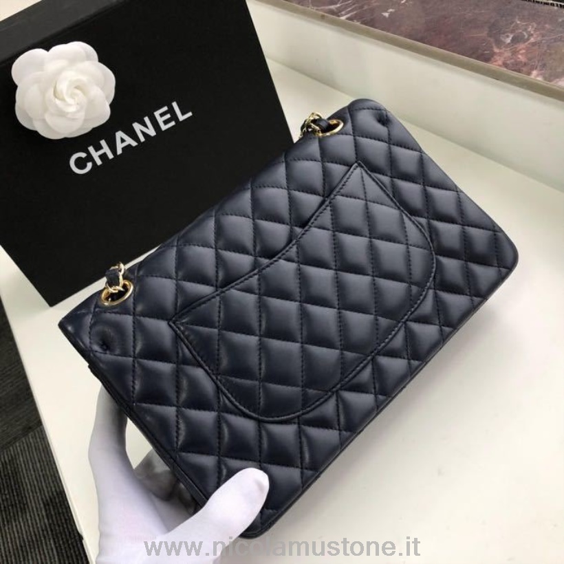 γνήσιας ποιότητας Chanel Classic Flap τσάντα 25cm χρυσό δερμάτινο δέρμα αρνιού συλλογή άνοιξη/καλοκαίρι 2020 μαύρο
