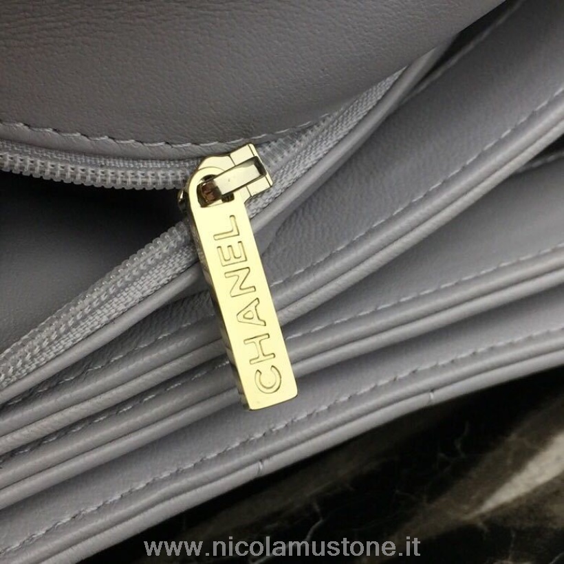 γνήσιας ποιότητας Chanel Trendy Cc Chevron τσάντα λαβής 25cm δέρμα μοσχαριού χρυσό υλικό άνοιξη/καλοκαίρι 2018 πράξη 1 συλλογή λευκό