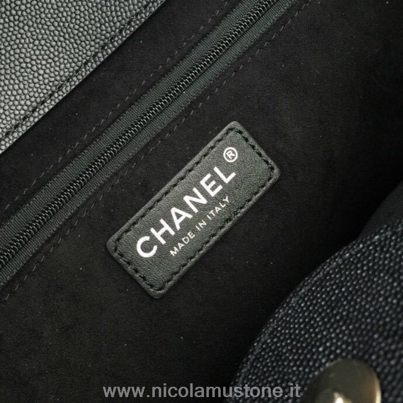 γνήσιας ποιότητας τσάντα Deauville με καρφιά Chanel 33cm δέρμα μοσχαριού χρυσό υλικό άνοιξη/καλοκαίρι 2018 πράξη 1 συλλογή μαύρο