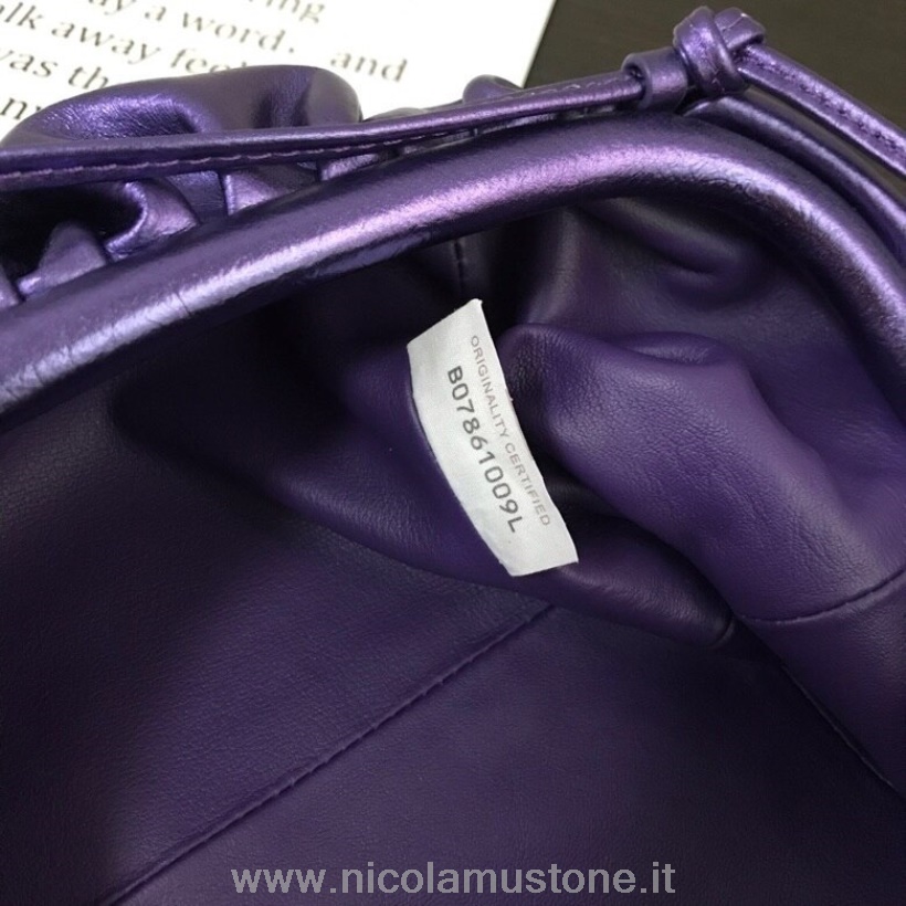 γνήσιας ποιότητας Bottega Veneta η μίνι πουγκί τσάντα ώμου 22cm δέρμα μοσχαριού συλλογή άνοιξη/καλοκαίρι 2020 μεταλλικό μωβ