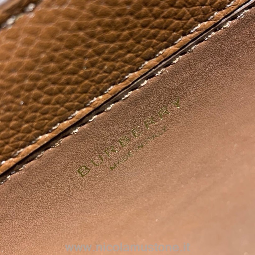 γνήσιας ποιότητας Burberry Vintage Check καμβάς τσάντα ώμου 25cm με κόκκους δέρμα μοσχαριού συλλογή φθινόπωρο/χειμώνας 2019 καφέ