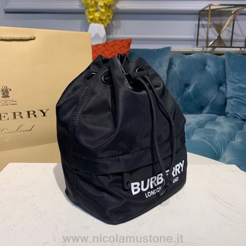 γνήσιας ποιότητας Burberry καμβάς νάιλον τσάντα κορδονιού περίσφιξης 18cm συλλογή φθινόπωρο/χειμώνας 2019 μαύρο