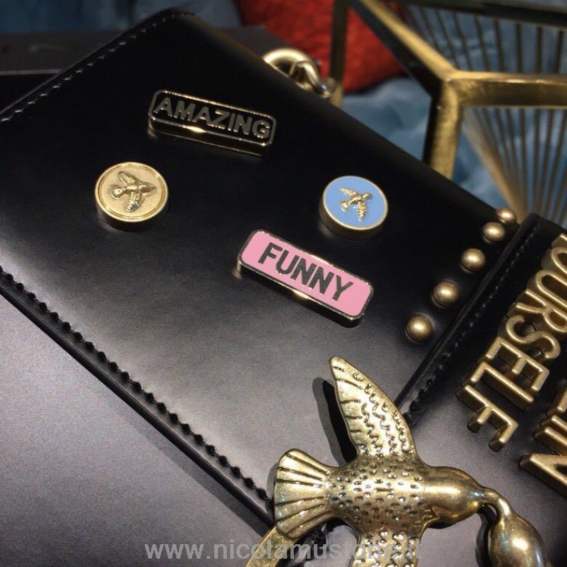 γνήσιας ποιότητας Pinko Love Pins Tracolla τσάντα 28cm δέρμα μοσχαριού βουρτσισμένο χρυσό υλικό συλλογή άνοιξη/καλοκαίρι 2019 μαύρο