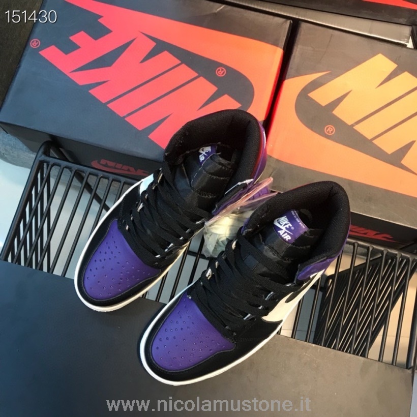 γνήσιας ποιότητας Nike Air Jordan 1 ρετρό Banned Gs ανδρικά αθλητικά παπούτσια μωβ/μαύρα/λευκά