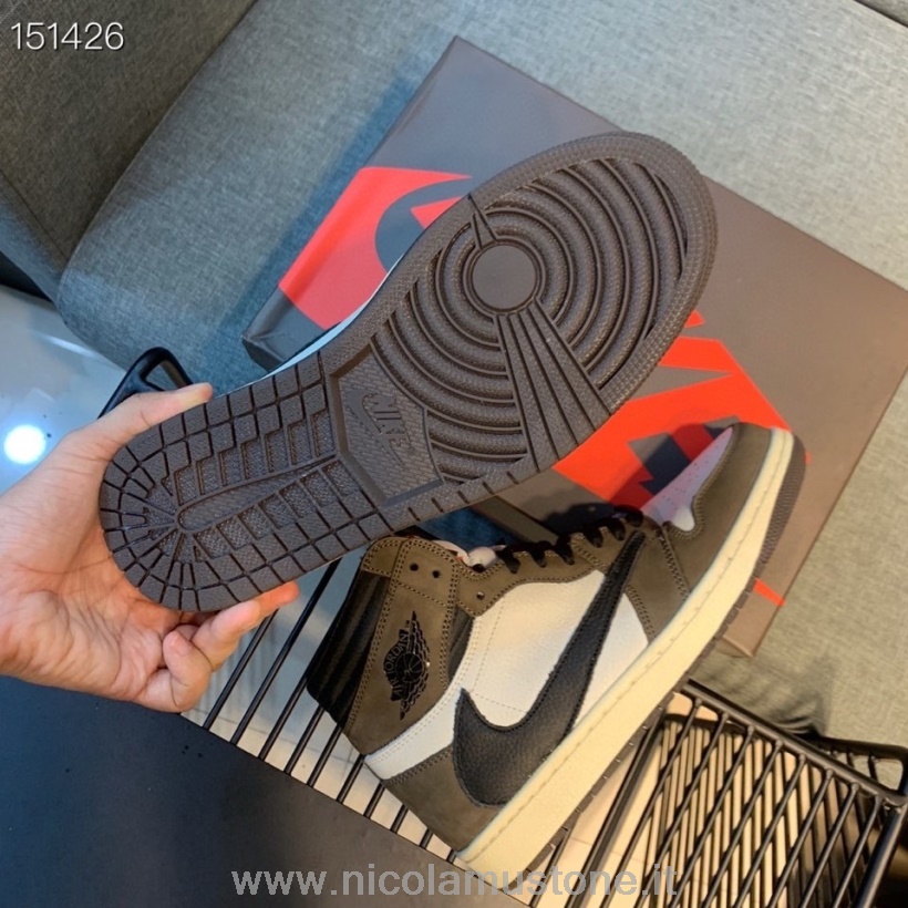 γνήσιας ποιότητας Nike Air Jordan 1 ρετρό Travis Scott Og ανδρικά αθλητικά παπούτσια καφέ/εκρού